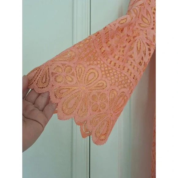 Laundry by Shelli Segal peach lace dress size 12 - Picture 2 of 7